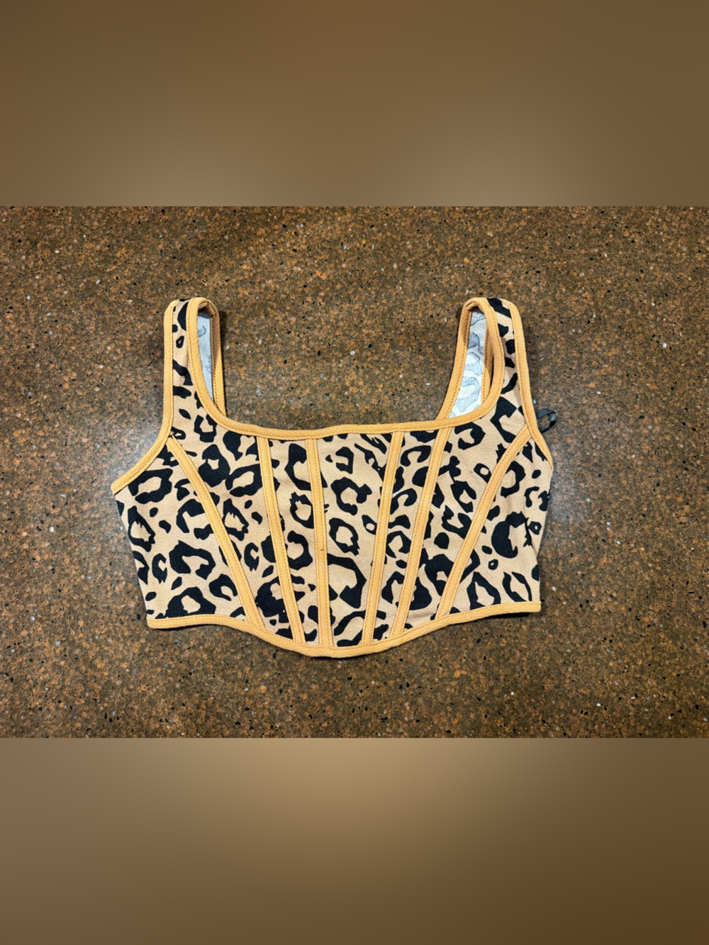SHEIN Leopard Print Top with Mustard Trim